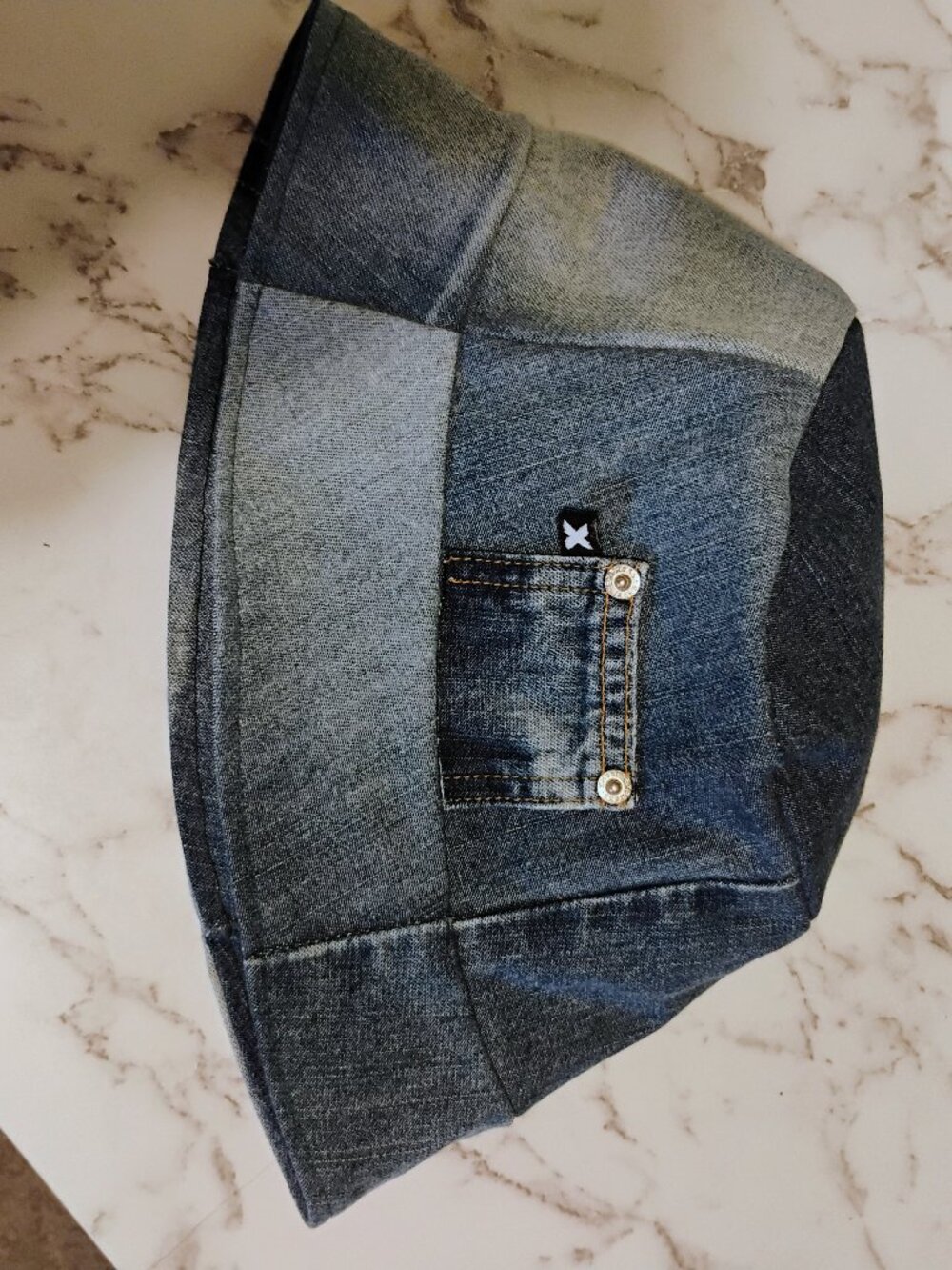 Mad Hatter's Patchwork Denim Jean Bucket Hat